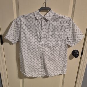 Men's Casual White Patterned Button Down Shirt